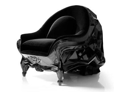 Skull Armchair，Designed by Harold Sangouard
相较于第一个头骨椅，这把黑曜石的骷髅头座椅更显奢华高贵，像是为死神量身定制。