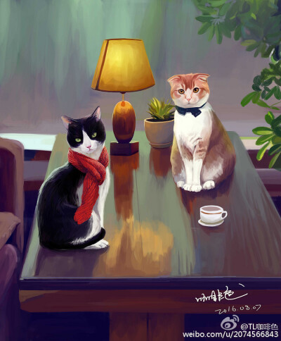 戴围巾的猫小姐-咖啡色_绘本_涂鸦王国插画