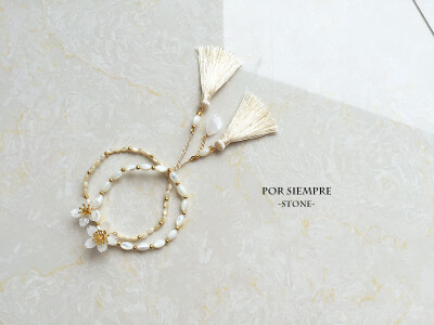 【POR SIEMPRE】[-STONE-] sold-49－纯手工珍珠贝手链