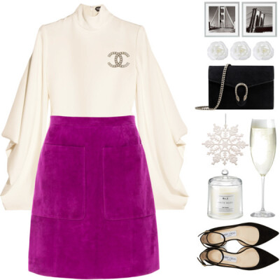 A fashion look from January 2017 featuring draped tops, fuchsia skirts and ballet flat shoes. Browse and shop related looks.