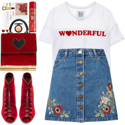 A fashion look from January 2017 featuring t shirt, floral print skirt and Gianvito Rossi. Browse and shop related looks.
