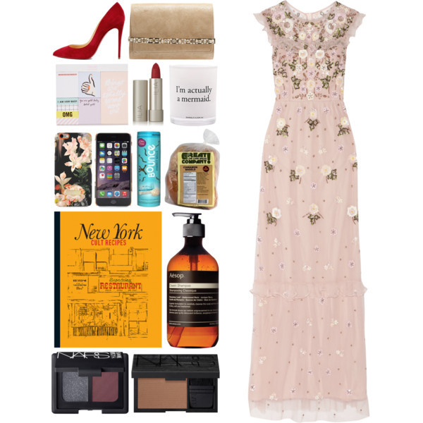 A fashion look from January 2017 featuring pink cocktail dress, suede pumps and beige clutches. Browse and shop related looks.
