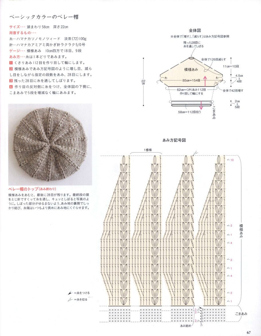 贝雷帽钩针图解