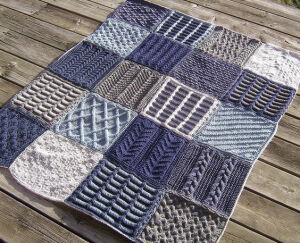 Free knitting patterns for afghan sampler squares 2009 Afghan:
