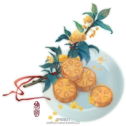 哑舍 插画 古风 晓泊 中秋