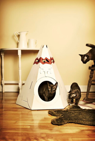 猫咪叠纸板屋 瓦楞纸猫窝猫屋宠物帐篷 爱稀奇精选