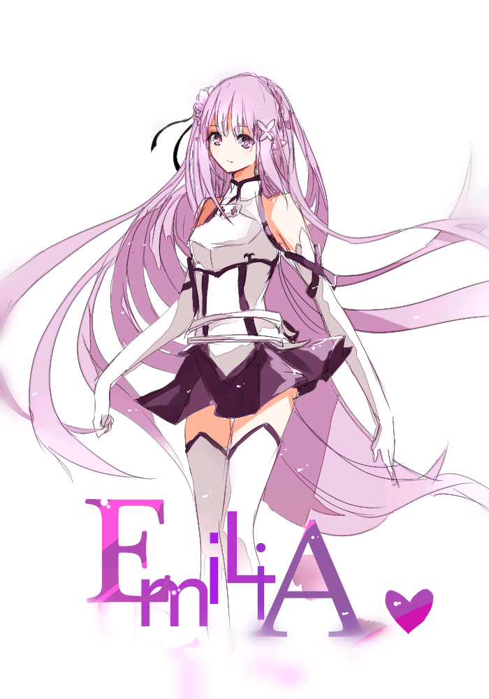 【来源P站，侵删】無題
艾米莉娅（亦译：爱蜜莉雅），《Re：从零开始的异世界生活》女主角。银发紫瞳，混血半精灵，银发美少女，EMT！
动漫二次元原创/同人画/插画/手绘/头像/壁纸/锁屏/背景/美少女/银长直/紫瞳/白丝/天然呆
