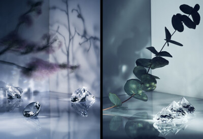 Crystals : Personal project undertaken, idea was to create a minimal space similar to theatre stage that had natural feel to it where the crystals would complement the set.