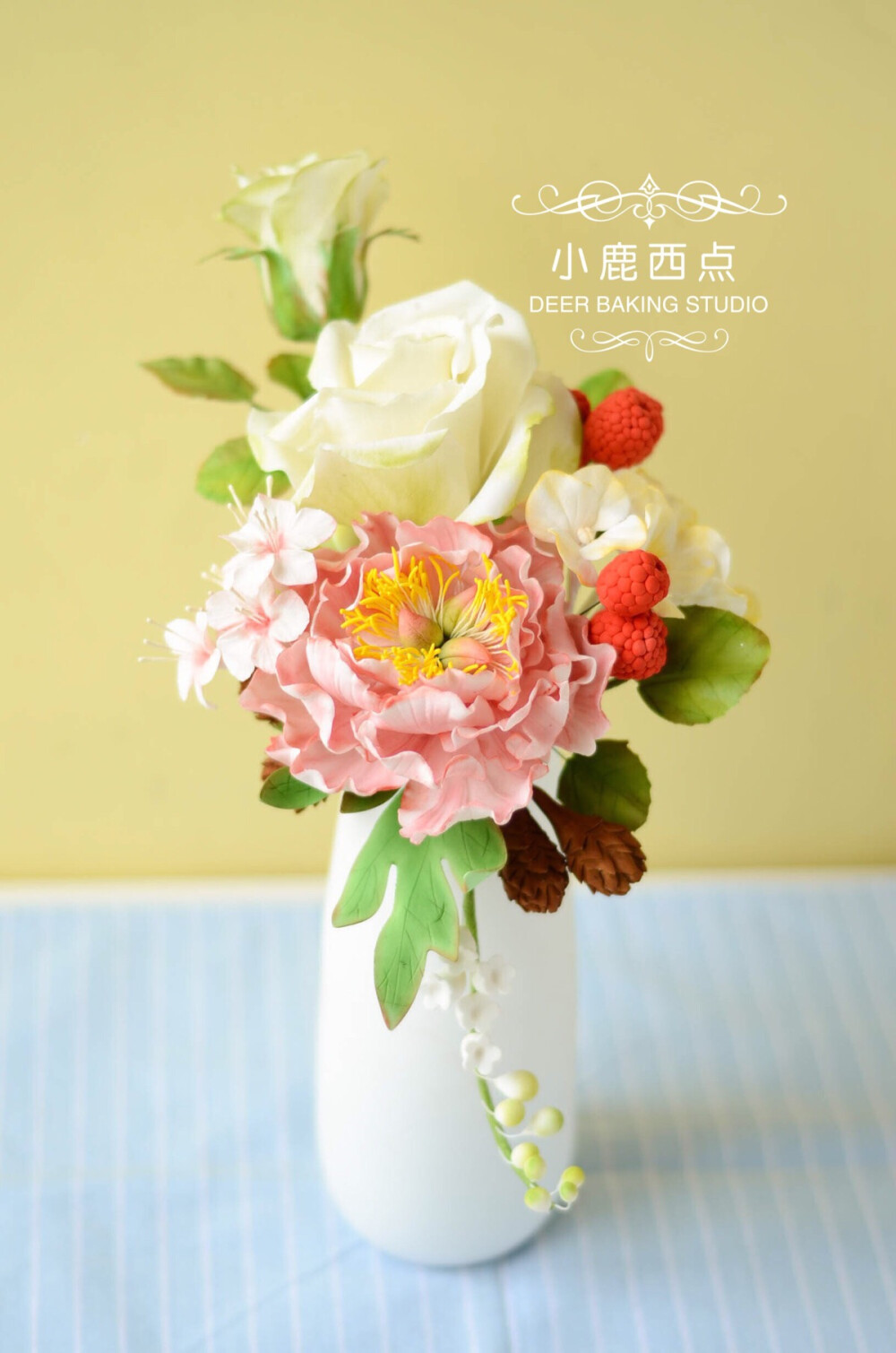 小鹿西点翻糖糖花作品