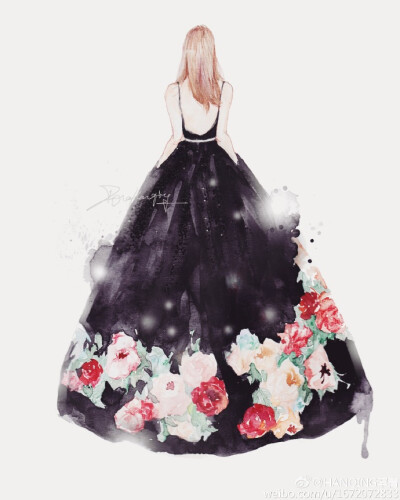 #Elie Saab礼服水彩手绘##时装画# 这两天上Elie Saab workshop 终于又有时间画画了