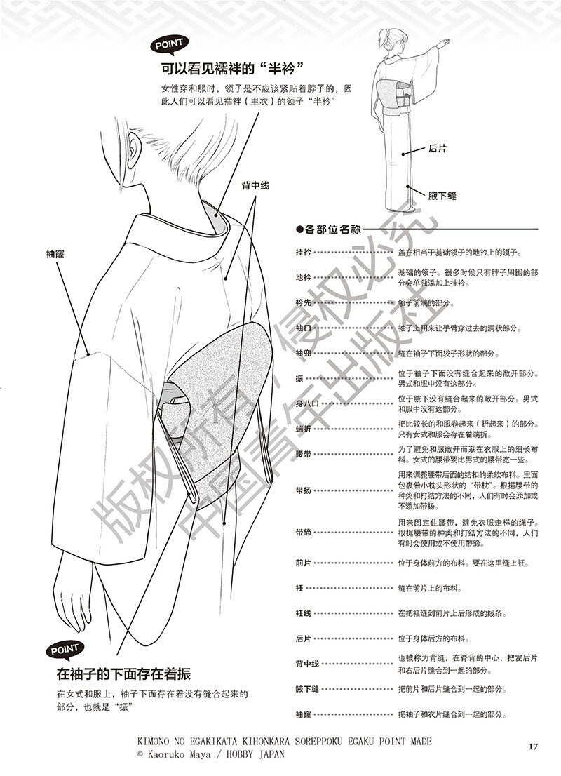 曼妙和风，唯美服饰！零基础绘制和风人物、了解和服造型的漫画必修技！由日本漫画家摩耶薰子老师精心编著，编写中参考了众多日本和服类书籍，分类介绍了和服的基本样式和穿法、各种男式和女式和服的服装特点以及绘制技巧。