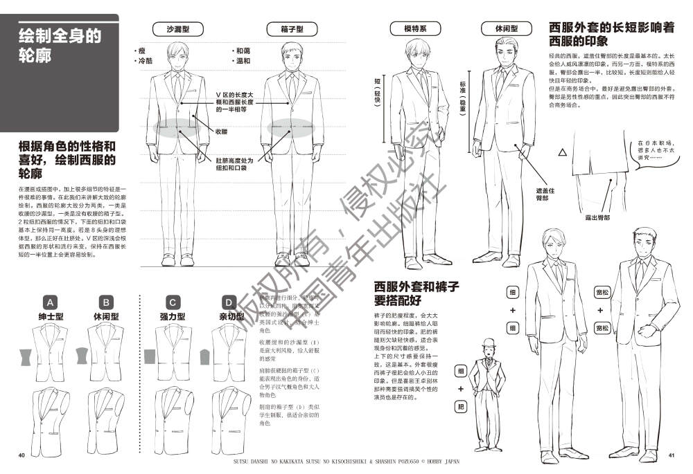 西服控的福音！由日本Hobby JAPAN社精心打造的超实用漫画技法书——西服男子的画法上市了！