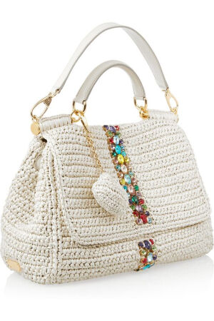 Dolce & Gabbana Raffia and leather shoulder bag:
