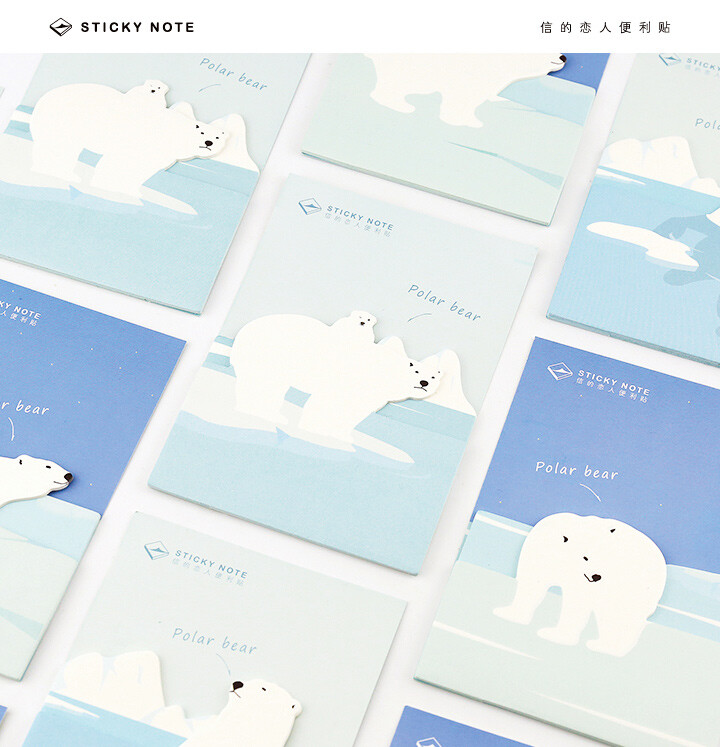 信的恋人 Polar bear 北极熊 留言记事便利贴 N次贴 创意便签纸