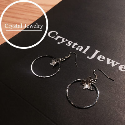 Crystal Jewelry ⚙️纯银圆环蝴蝶款耳环 超级仙的一款 直径30mm 非常有质感的一款哦