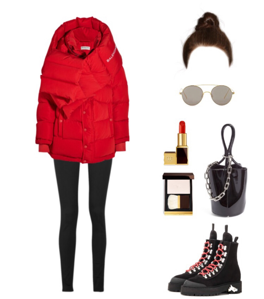 Balenciaga snow jacket，Versace jeans，Off-White bootie，Alexander Wang bag，Gentel Monster sunglasses#2017