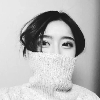 高领毛衣黑白