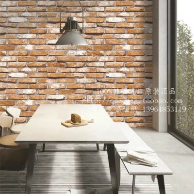 韩国壁纸大卷 复古怀旧3D立体仿砖红砖餐厅酒吧咖啡厅背景墙纸