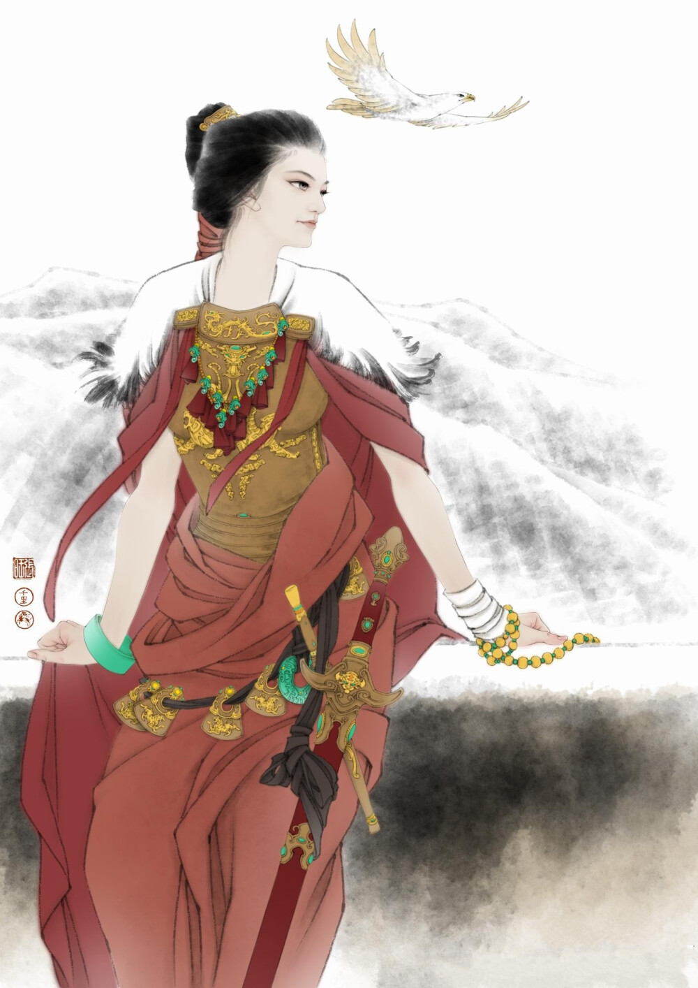 古风美人作者画画的张旺