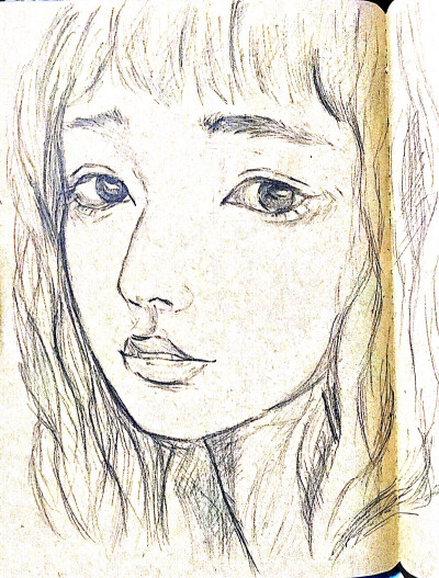 临摹素描女孩扫描版ʕ •ᴥ•ʔ