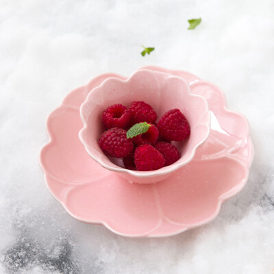 唯自然 雪拢樱花 日式雪花釉陶瓷餐具花型早餐盘子点心盘水果碗