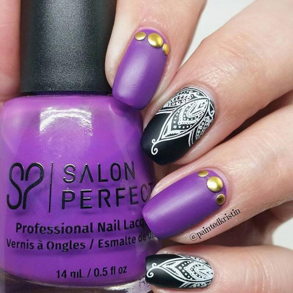 #GPRepost,#reposter,#notetag @paintedkristin via @GPRepostApp ======> @paintedkristin:I received some inspiration for this design from @hottmama_of4 after she made a comment about loving purple polish. It's really cool where inspiration can come from. @salonperfect A Royal Affair is a brig…