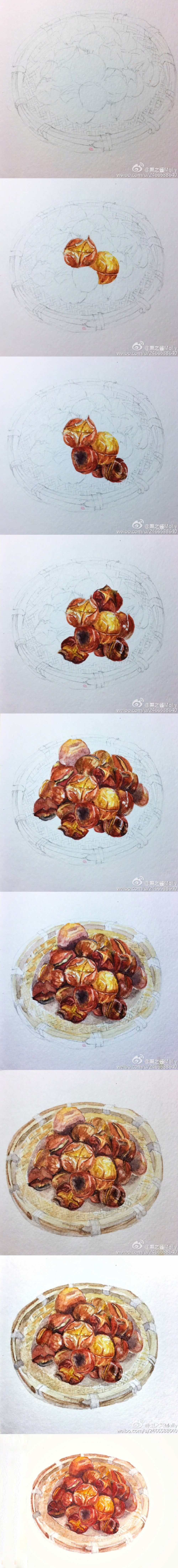 by wb 栗之酱molly 水彩本：moleskine；：温莎牛顿歌文