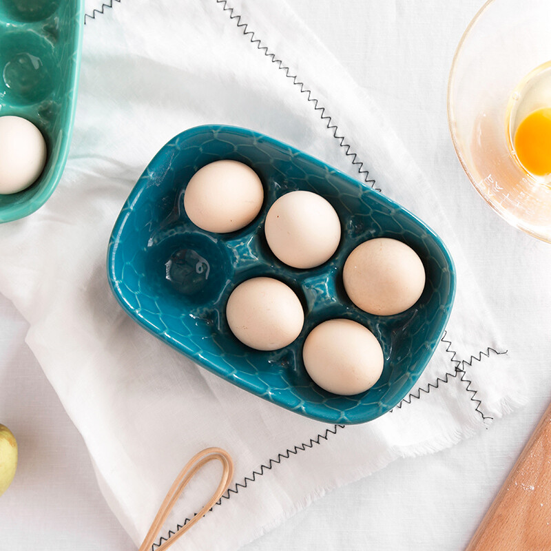 唯自然 清风垂露 创意陶瓷鸡蛋格冰箱鸡蛋收纳盒鸡蛋托盘鸡蛋架子