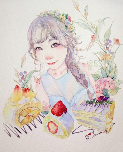 少女系列那个只有花知道的世界手绘插画