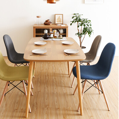 简约日式小户型实木餐桌椅组合现代北欧长方形原木饭桌子一桌四椅