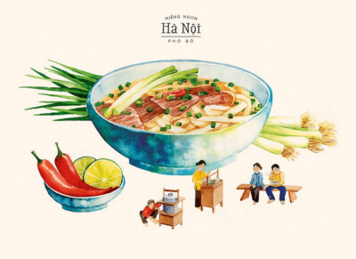 来自越南插画师Tung Nam的精细手感插画，精细画工和温情画境带来的温馨！