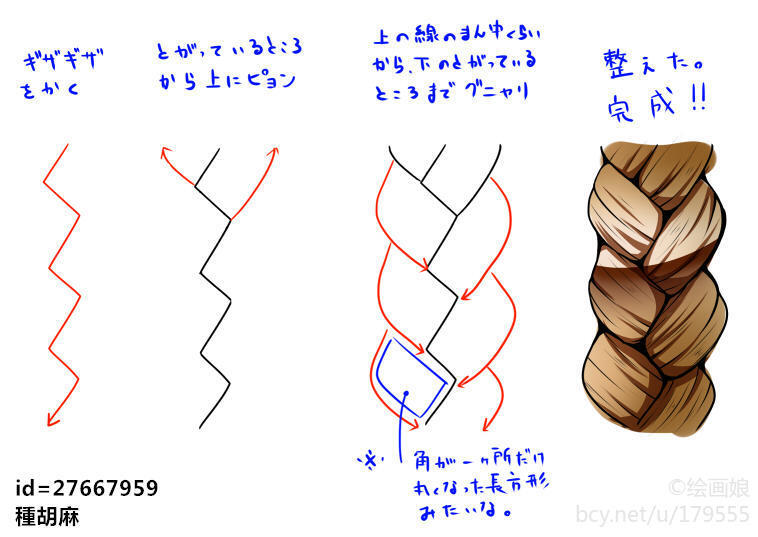 麻花辫画法