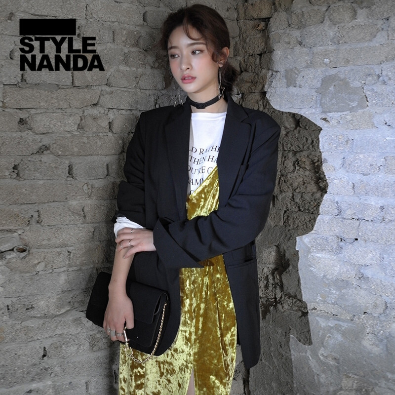 韩国stylenanda 简约纯色单排扣夹克