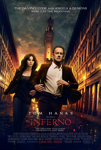 【但丁密码 Inferno】汤汉斯的演技没话说，不过电影的魅力没有原著小说的大。其实我很喜欢兰登运用他的学术知识解谜的那些过程，不过电影的节奏太快，感觉只是草草讲完一个故事而已。