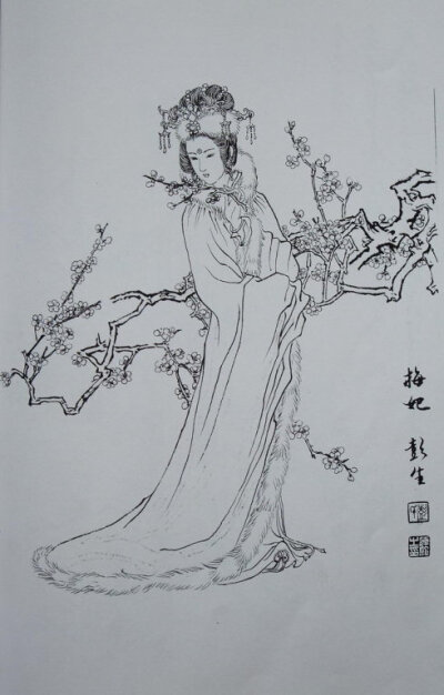 白描仕女