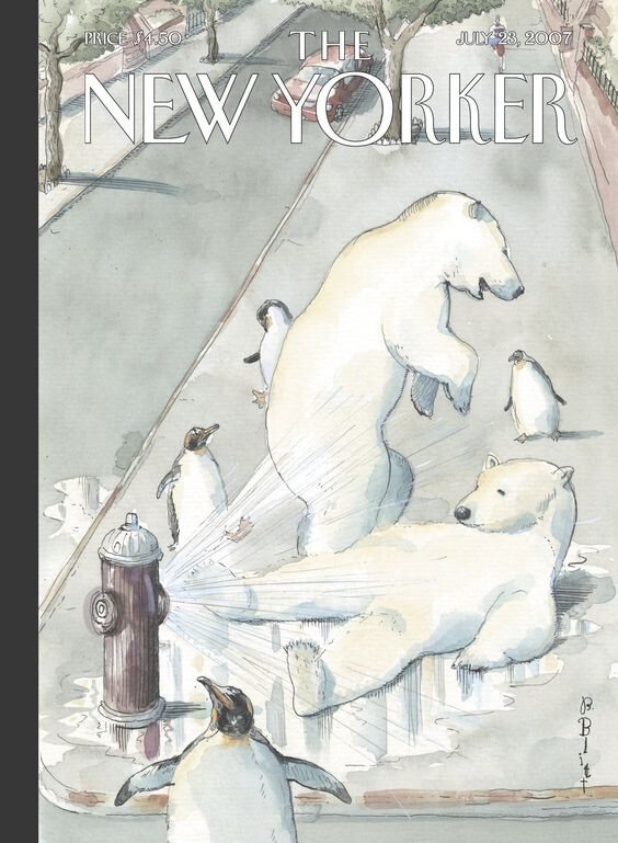 The New Yorker - Monday, July 23, 2007 - Issue # 4223 - Cover “Cooling Off” by Barry Blitt