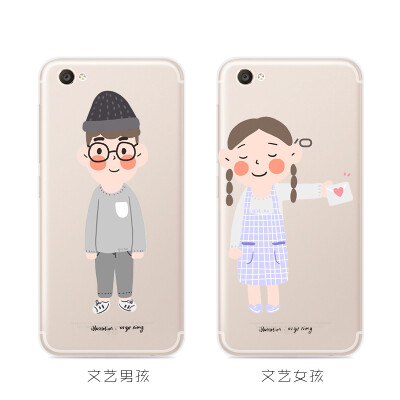 vivo v3 max x7plus x9 防摔透明软壳硅胶全包边手机壳 文艺男女