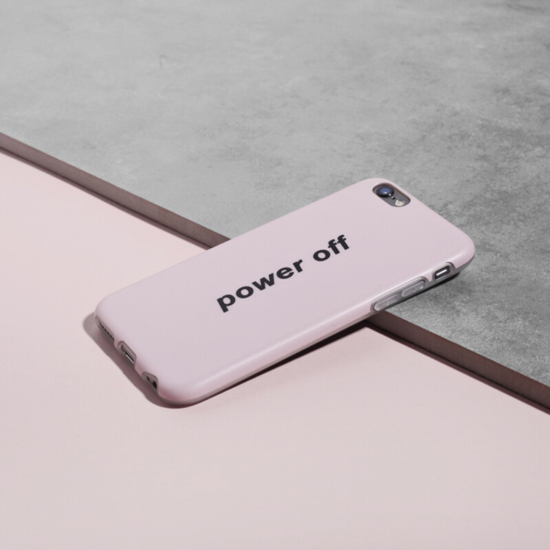 |TONER| power off 浅粉色苹果手机壳 iphone67手机壳全包边软壳