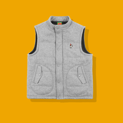 MELTING SADNESSMTSS16AW LOGO VEST 灰色LOGO刺绣毛呢马甲