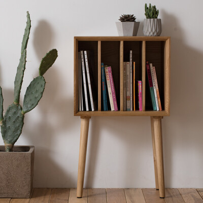 实木杂志柜简约多功能收纳展示柜沙发斗柜白橡木儿童书柜日式家具