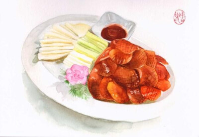 老北京美食水彩插画