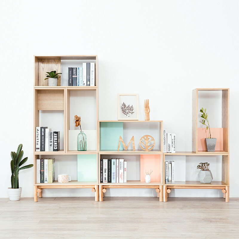 北欧宜家白橡木书柜书架自由组合设计师简约现代日式置物架储物柜
