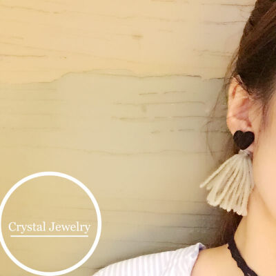 Crystal Jewelry 爱心流苏耳钉 两种戴法