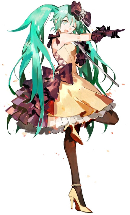 少女 二次元 插画 清新 华丽 唯美 可爱 意境 初音 V家 人设 素材 P站