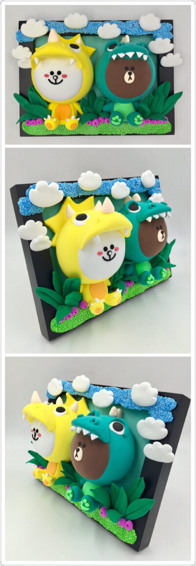 粘土立体相框，line friends