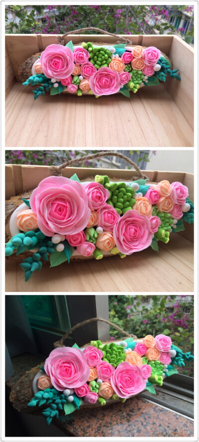 粘土玫瑰花，装饰品