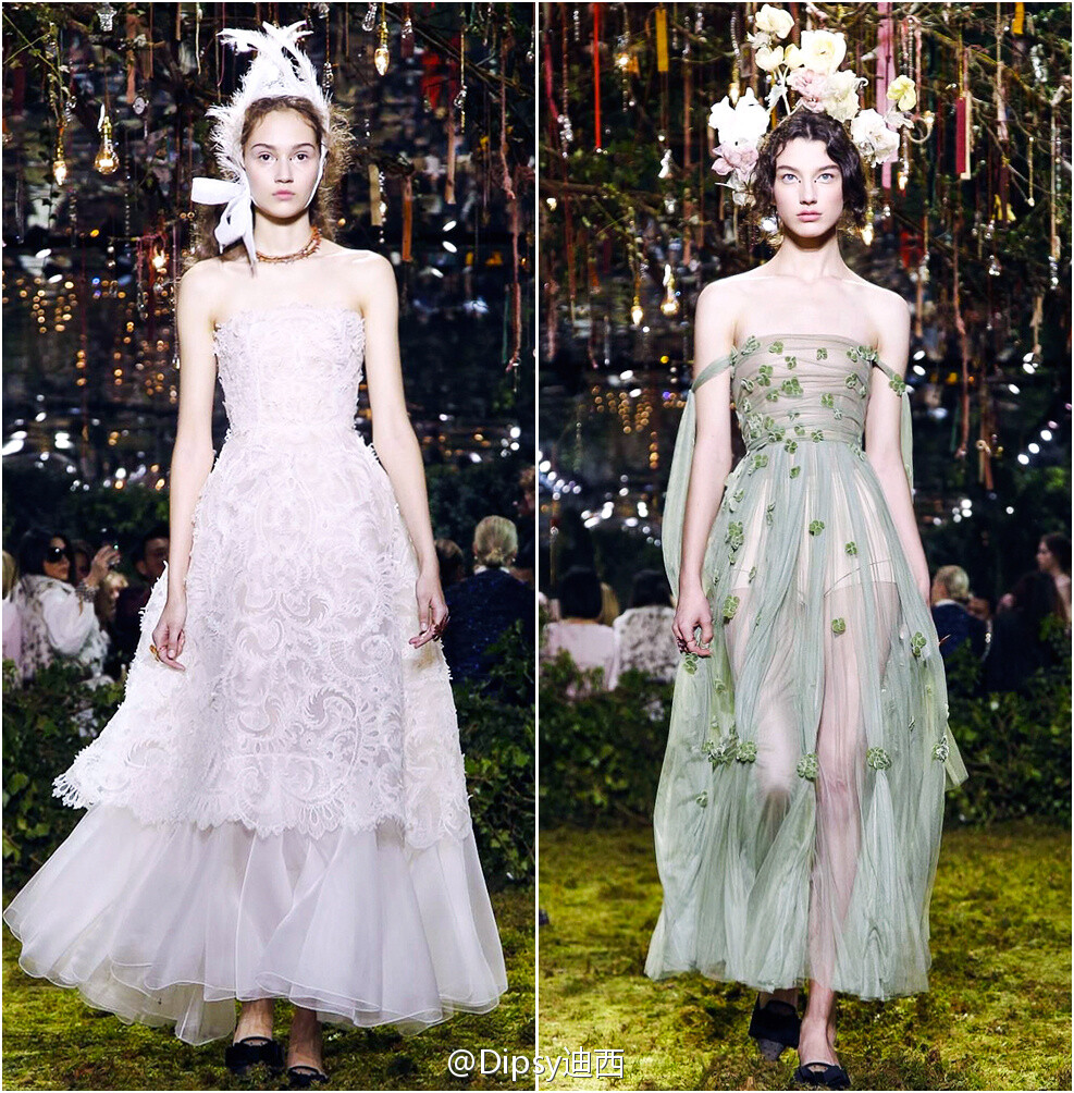 Christian Dior S/S 2017 Haute Couture｜新设计师太懂仙女的小心思，太知道仙女需要些什么～小手随便一挥，随即召唤出一大群林间仙子～