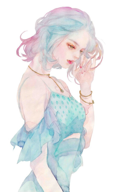 唯美水彩人物插画