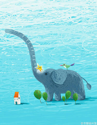 童话故事里。
水彩小动物 大象