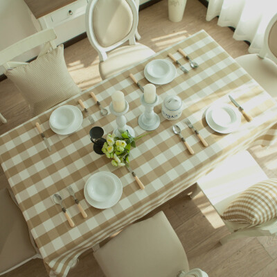 格子桌布布艺 简单大方餐桌布 书桌茶几布台布长方形